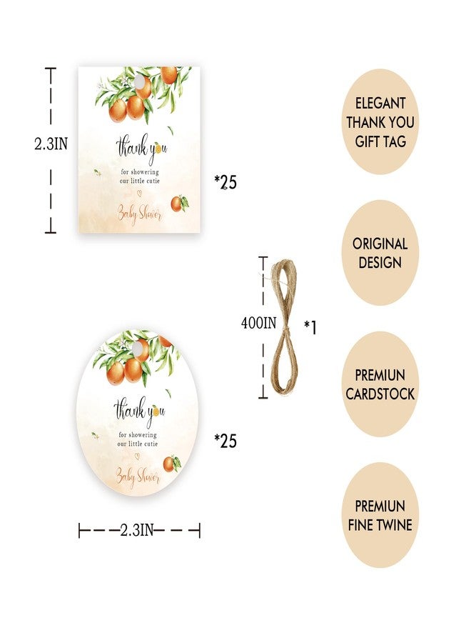 FORSHEEP 50pcs Orange Thank You Tags, Orange Gift Tag with String for Gender Reveal Party, Round Thank You Paper Tags for Little Cutie Birthday/Wedding Party Favors - Image 2